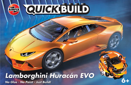 Airfix-Modellbausatzauto – J6058 Quickbuild Lamborghini Huracan Evo – Orange – Sportwagen aus Kunststoff – Modellbau