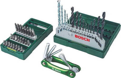 Bosch x-line Bohrerset – 41-teilig – für Holz, Metall und Stein – mit multifunktionalem Innensechskantschlüsselsatz