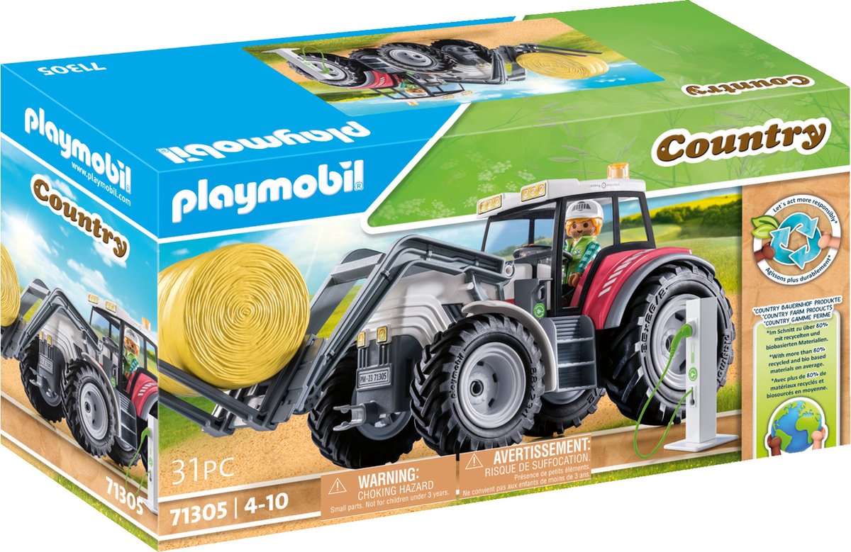 Playmobil Country Großtraktor mit Ladestation und Heuballen – 71305
