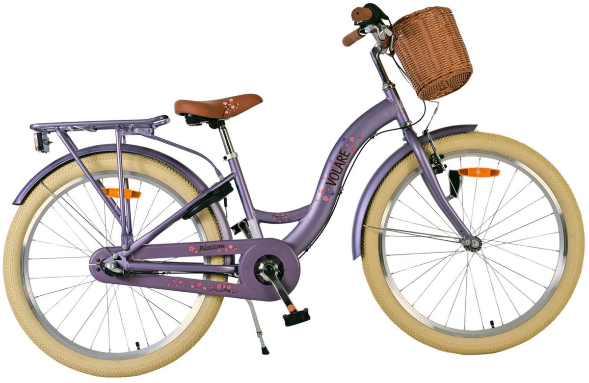 Volare Blossom Kinderfahrrad – Mädchen – 24 Zoll – Lila – 3 Gänge