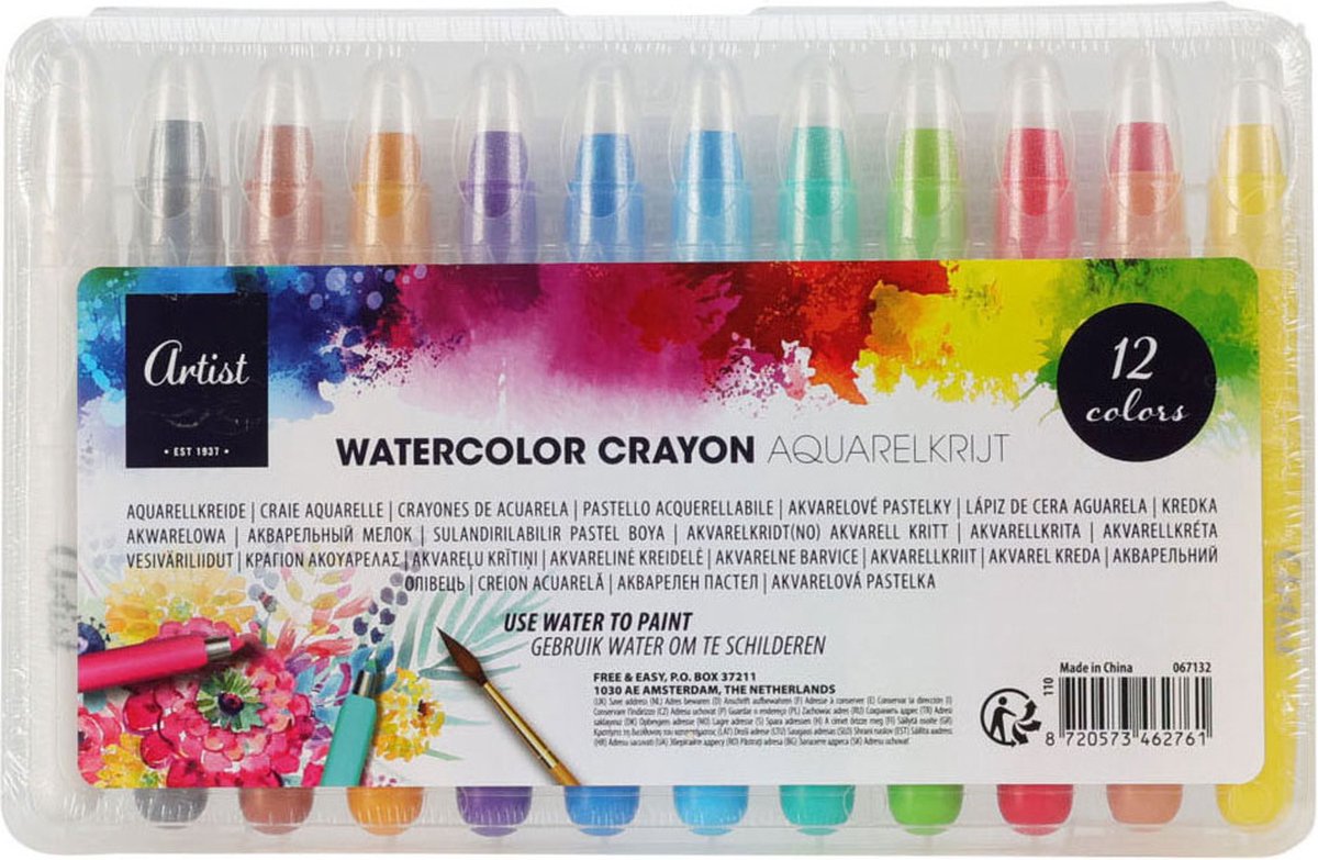 Aquarellkreide-Set à 12 Stück.