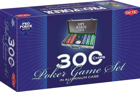 Tactic Pro Pokerset – Pokerset – Luxus-Aluminiumkoffer – 300 Chips à 11,5 Gramm – inklusive Karten, Würfel und Dealer-Button – ab 14 Jahren