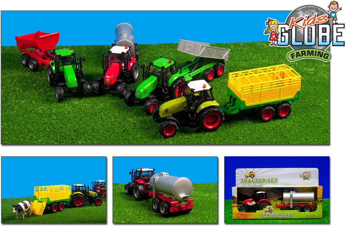 Kinder-Globus-Traktor mit Anhänger-Lichtsound 1:32