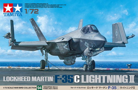Tamiya Modellbausatz Militärfahrzeuge – 60794 Lockheed Martin F-35C Lightning II – Amerikanischer Kampfjet aus Kunststoff – 1:72 – Modellbausatz