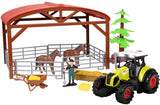 Toi-Toys Ackers Ville Pferdestall mit Traktor, Licht- und Sound-Spielset, 14-teilig.