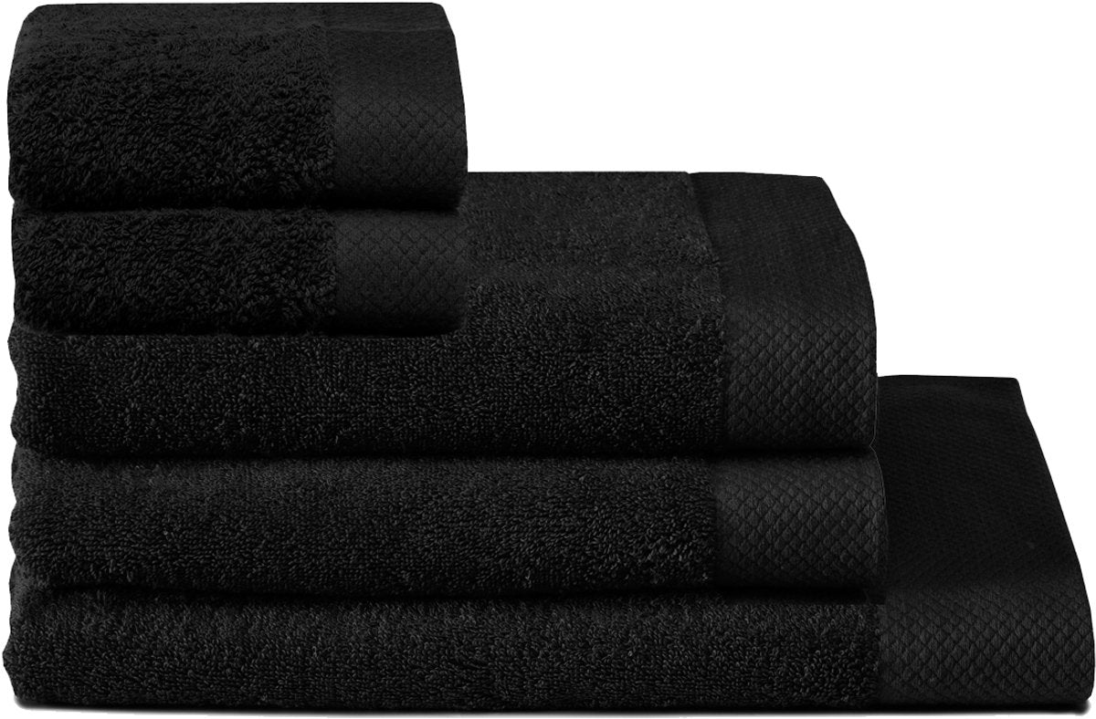 Seahorse combiset pure 5 delige badtextielset black (2xgd+2bd+1xdl)