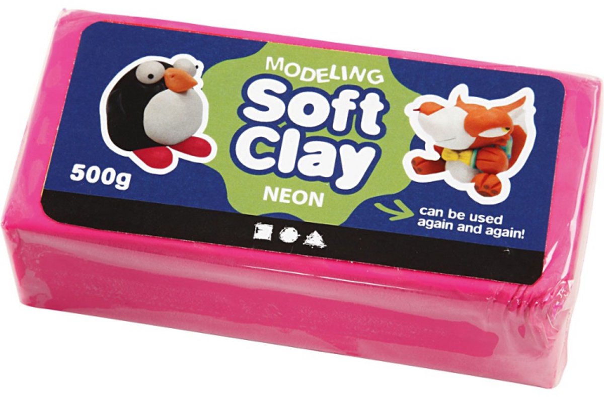 Creativ Company Soft Clay - Neonrosa, 500gr.