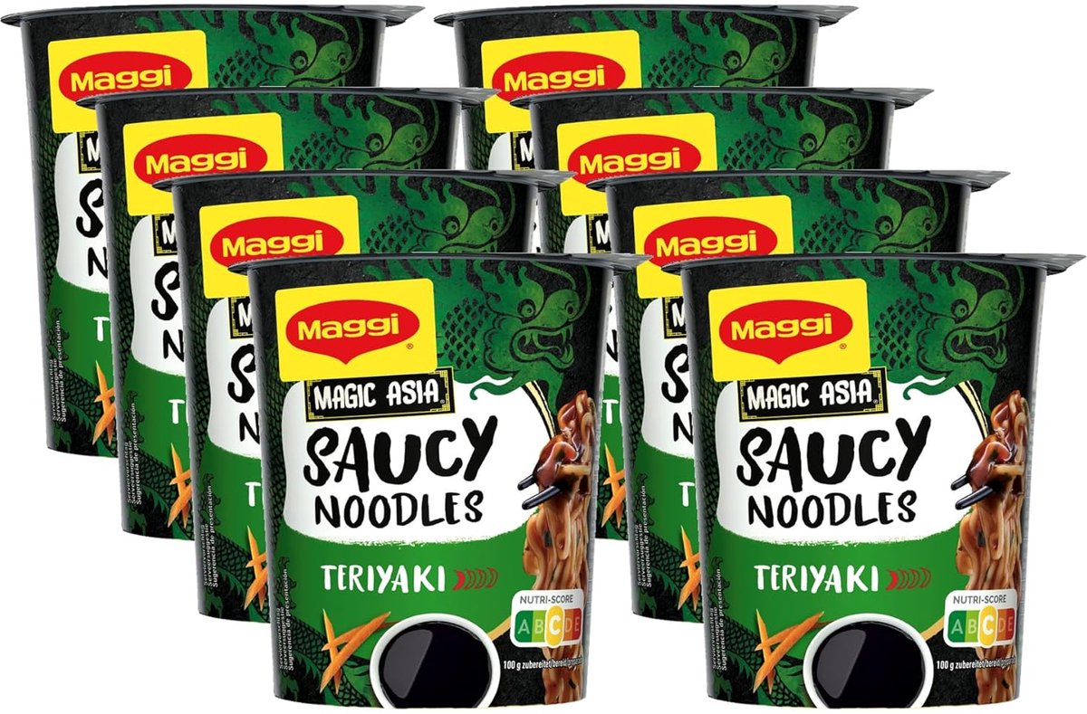 Maggi Saucy Nudeln Teriyaki – 8 Stück x 75 g – Vorteilspackung