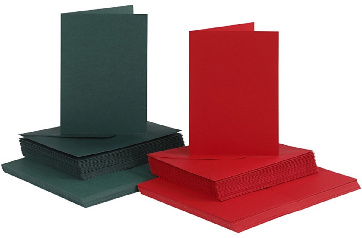 Creativ Firmenkarten-Umschläge rot - grün 10,5x15cm 50 Sets