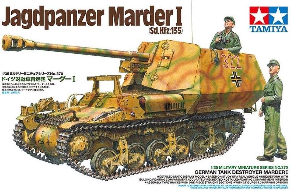 Tamiya Modellbausatz Militärfahrzeuge - 35370 dt. sd.kfz.135 marder i jagdpanzer panzer kunststoff – 1:35 – modellbau