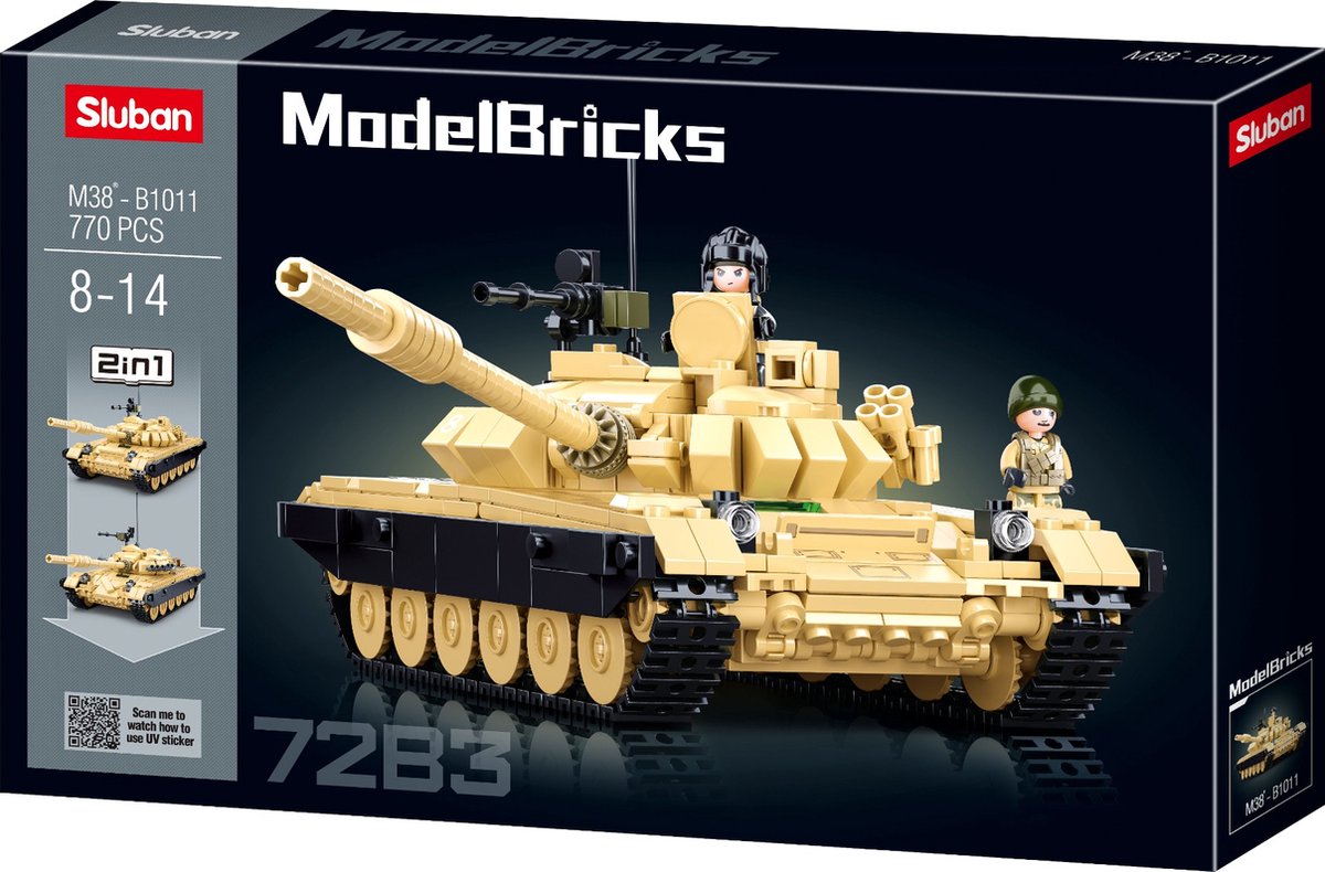 Sluban Modellsteine Kampfpanzer T-72B3 Konstruktionsspielzeug – Konstruktionsspielzeug Modellbau – Baukasten mit 770 Bausteinen – M38-B1011 ab 8 Jahren