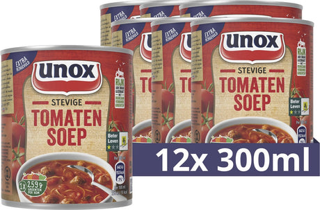 Unox-Suppe aus der Dose – herzhafte Tomatensuppe – sofort fertig und reicht für mehr als 1 Schüssel Suppe – 12 x 300 ml