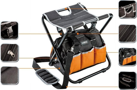 Neo - Werkzeugtasche mit Hocker - verstellbarer Schultergurt - 6 Außentaschen