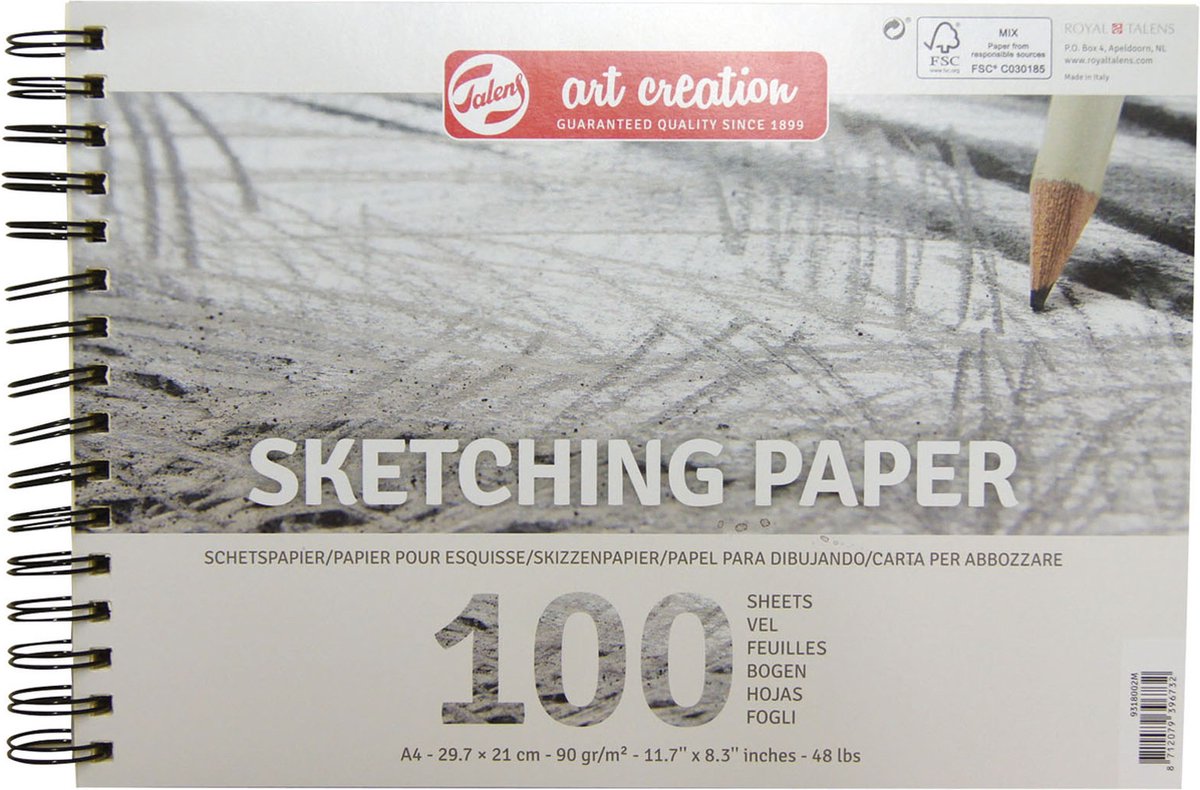 Talens Art Creation Skizzenpapier, 29,7 x 21 cm, 90 g, 100 Blatt