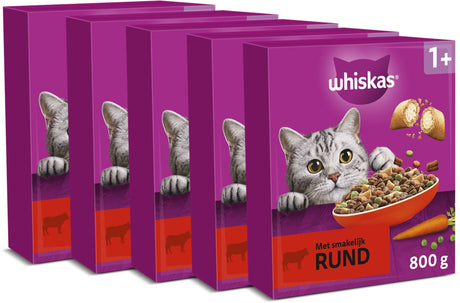 Whiskas Katzenfutter – Erwachsene 1+ Rind – Box 5x800g