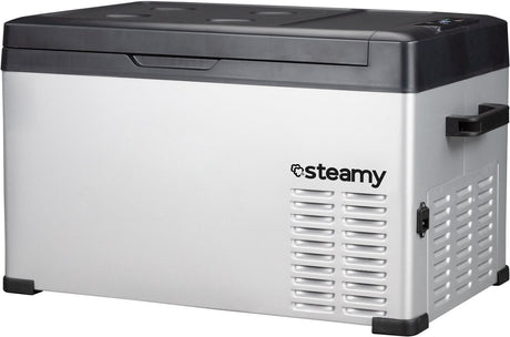 Steamy -e single zone elektrische compressor koelbox - single zone - 27 liter - 12v en 230v - voor auto en camping - zilver