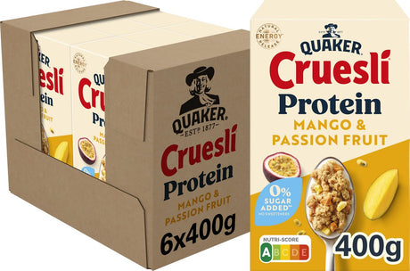 Quaker Cruesli Protein ohne Zuckerzusatz Mango Passionsfrucht 6 x 400 gr