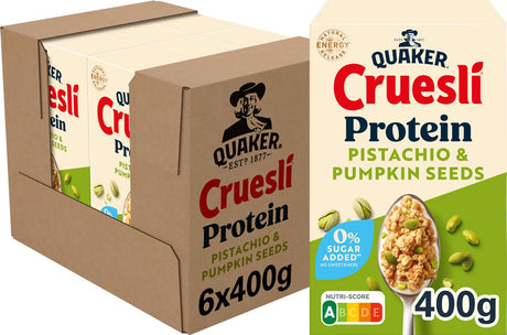 Quaker Cruesli Protein ohne Zuckerzusatz Pistazienkürbiskerne 6 x 400 gr