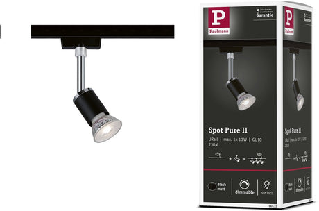 Paulmann Urail Rail Spot Pure II separater Spot GU10 max. 10W dimmbar 230V schwarz matt