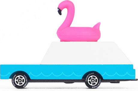 Candylab Toys Candycar World: Flamingowagen (W228) 8,9 x 3,8 x 6,4 cm, Holzdruckguss, magnetisch, in Geschenkbox, 3+
