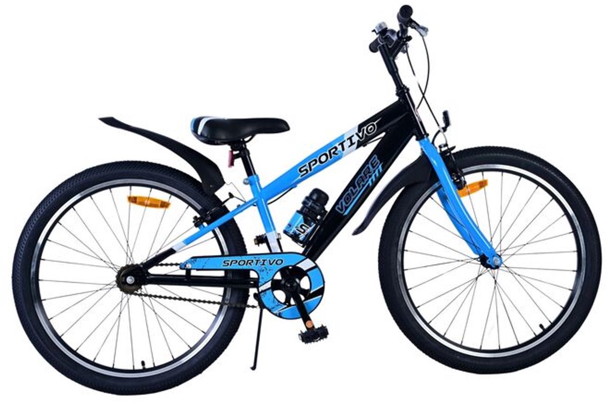 Volare Sportivo Kinderfahrrad - Jungen - 24 Zoll - Schwarz Blau - Zwei Handbremsen