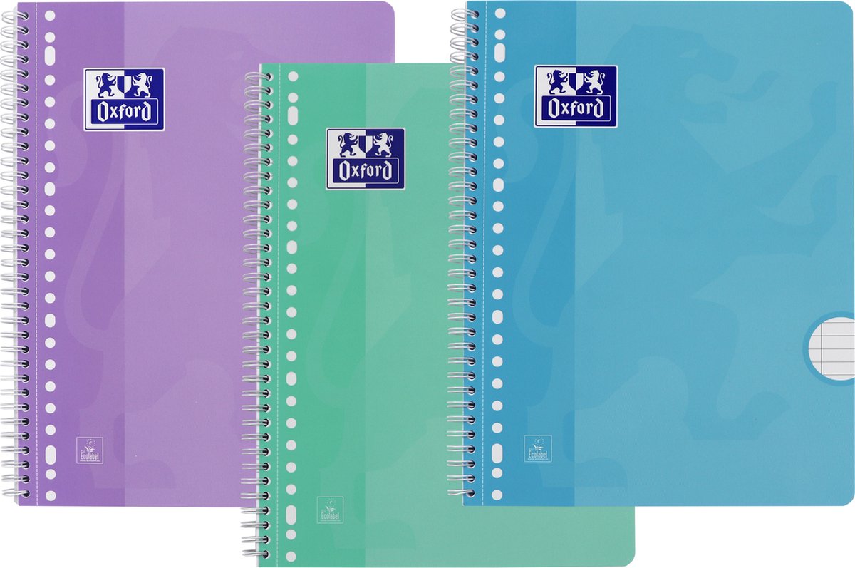 Oxford Vorteilspack - Vorlesungsblöcke - 3x A4 - Pastell - Strich - Schreibblock - 80 Blatt