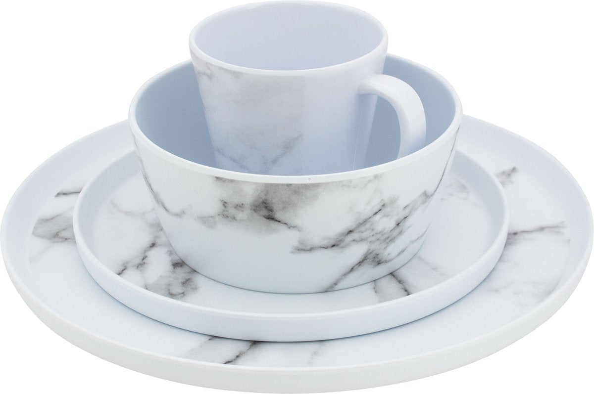 Eurotrail serviesset marble marmerlook 16 delig melamine