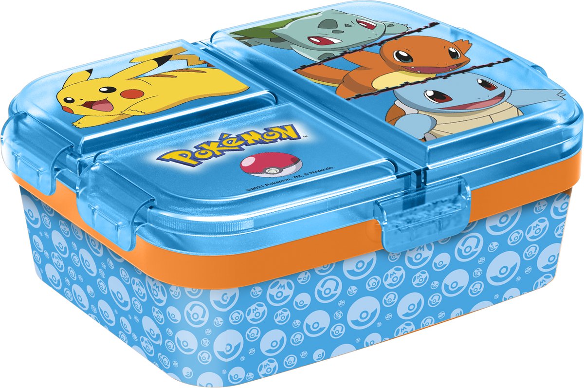 Stor Pokémon Kinder-Lunchbox – Lunchbox mit 4 Fächern für Kinder ab 4 Jahren – spülmaschinenfest, BPA-frei – Hellblau