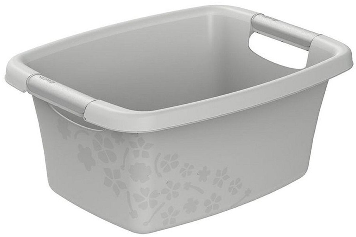 Rotho Blumen Wäschekorb 12l Cool Grey