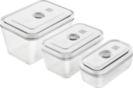 Zwilling Fresh Save Vakuum-Lebensmittelbehälter – Aufbewahrungsboxen – 3-teiliges Set – S 200 ml – M 750 ml – L 1600 ml – Glas