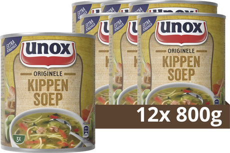 Unox-Suppe in der Dose – Original Hühnersuppe – im Handumdrehen fertig und reicht für mehr als 3 Schüsseln Suppe – 12 x 800 ml