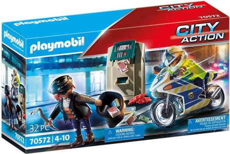 Playmobil City Action - Polizeimotorrad: Verfolgung des Geldräubers, Konstruktionsspielzeug (70572)