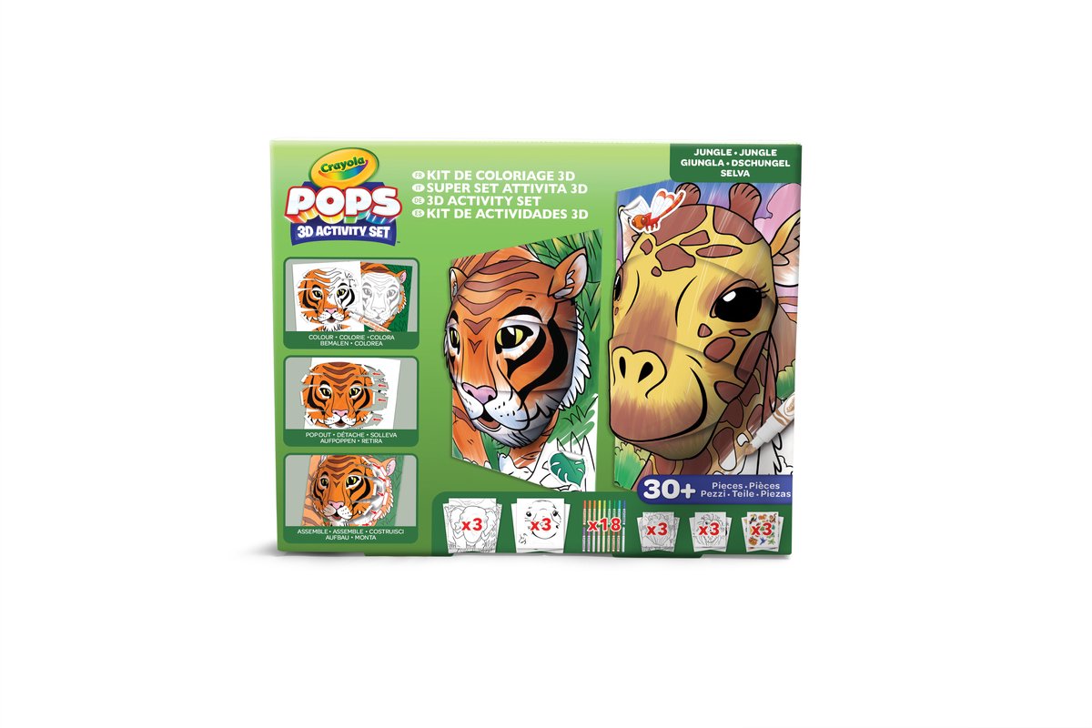 Crayola – Pops – Hobby-Paket – Super-Set mit 3D-Aktivitäten für Kinder – Dschungel-Thema – 6 Themen