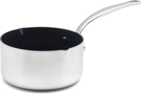 Greenpan Barcelona Evershine Soßentopf 16 cm – 1,5 l – PFAS-freie Antihaftbeschichtung – Soßentopf Induktion – Keramiktopf – ofenfest bis 220 °C – ohne Deckel – Silber