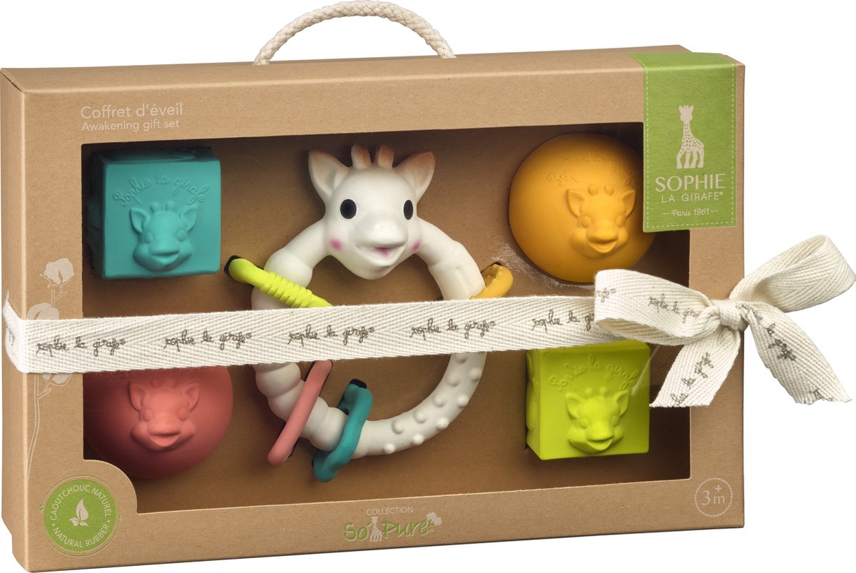 Sophie die Giraffe, so'pures Geschenkset für frühes Lernen – Blöcke, Bälle, Beißring – Babyspielzeug – Mutterschaftsgeschenk – Geschenk zur Babyparty – 100 % Naturkautschuk – ab 3 Monaten – 5-teilig
