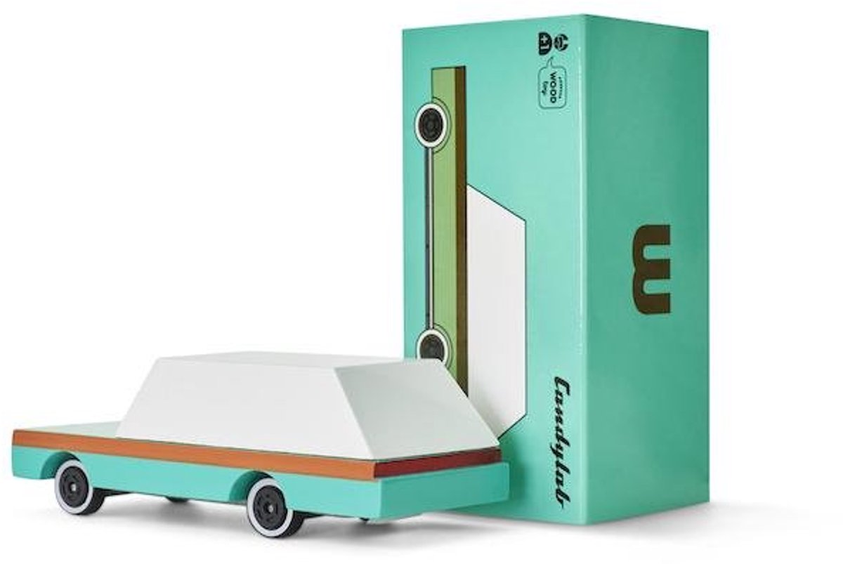 Candylab Toys Candycar World: Wagon Teal (F240) 8,9x4,1x3cm, Holzdruckguss, magnetisch, in Geschenkbox, 3+