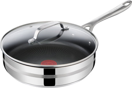 Jamie Oliver von Tefal Cook Smart Bratpfanne – ø25 cm – Edelstahl – für alle Herdarten geeignet – inklusive Deckel