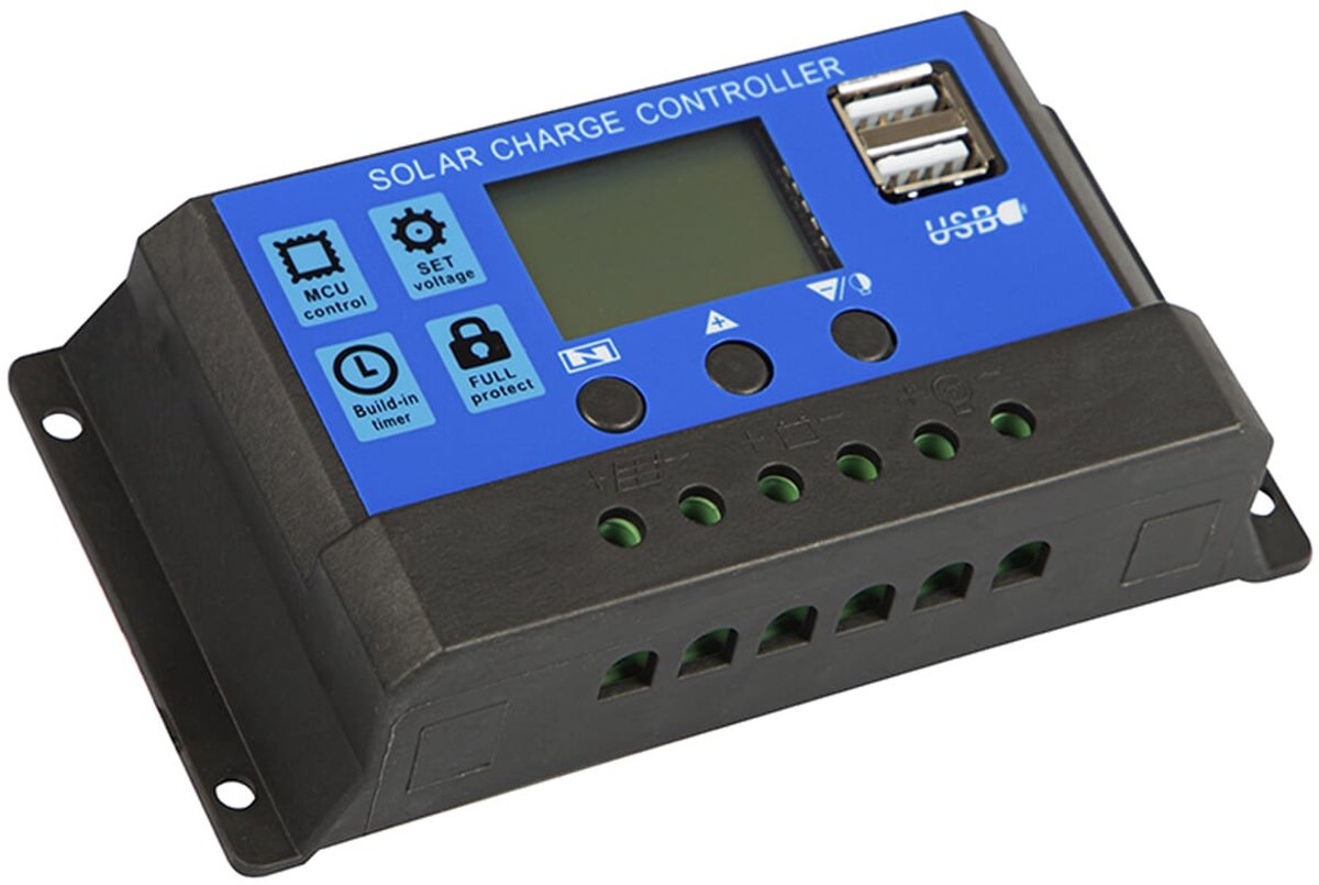 Blow Solarladeregler – 12 V 24 V – 100 A – LCD-Display – 2 x USB – Solarladeregler