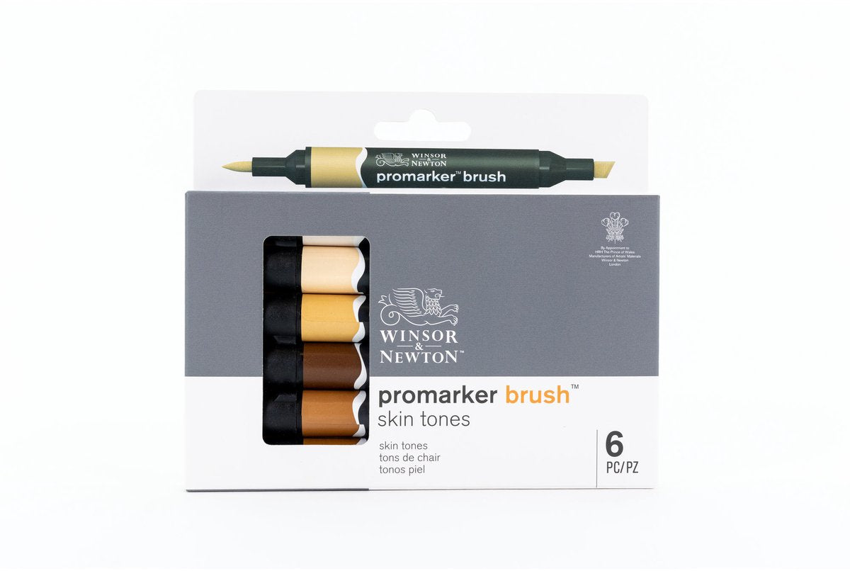 Winsor Newton 0290127 Pro Marker Pinsel 6 Hauttöne Set | Professionelle Alkoholmarker, Layoutmarker