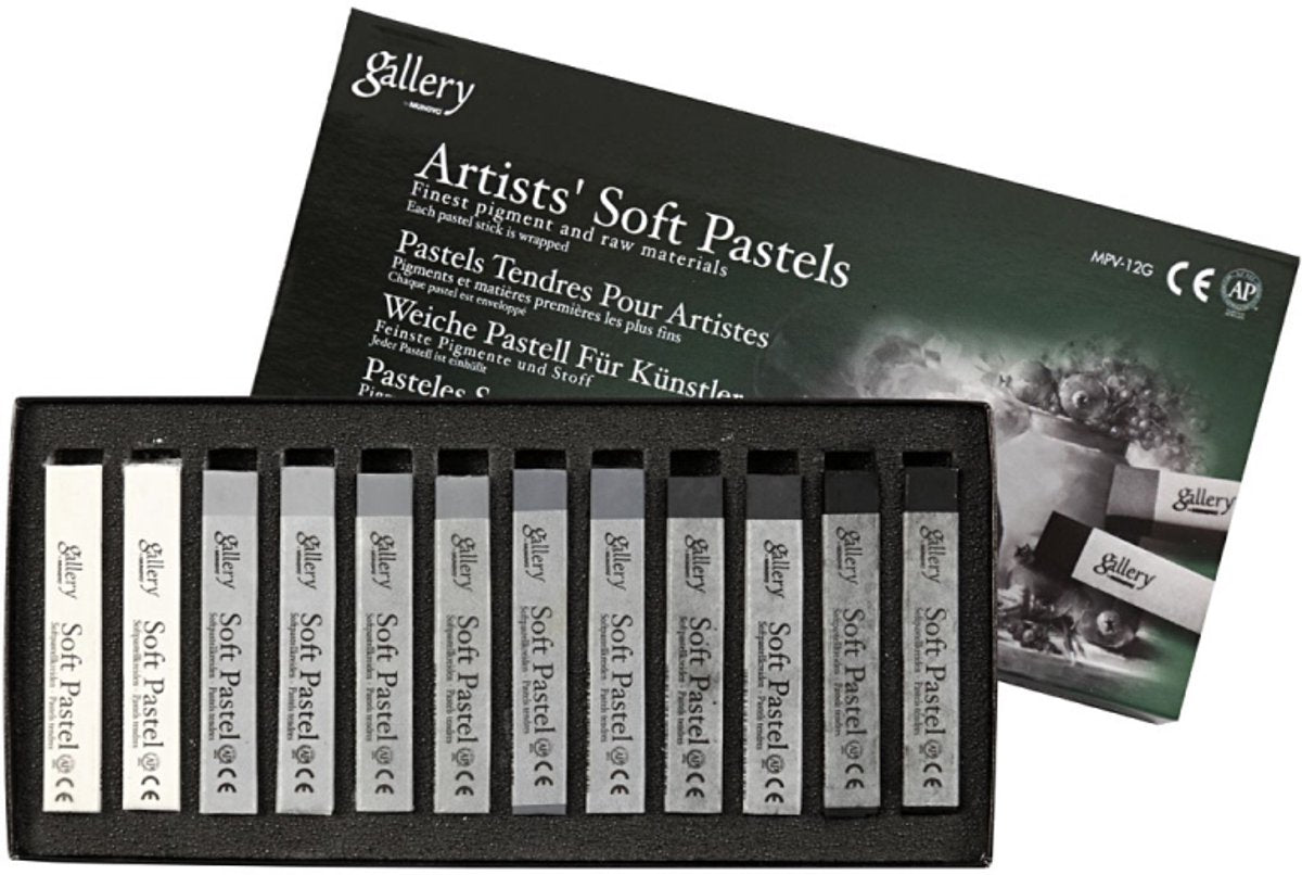 Creativ Company Galerie Soft Pastell Set Black White Harmonie, 12st.