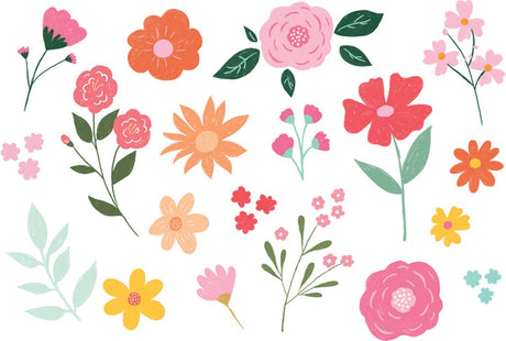 Markenlos sans marque partydeco – Klebe-Tattoo-Blumen – Blumenmischung – 19 Stück