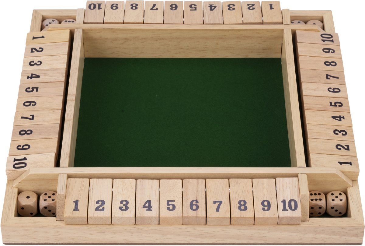 Shut the Box Holzwürfelspiel, 4 Spieler