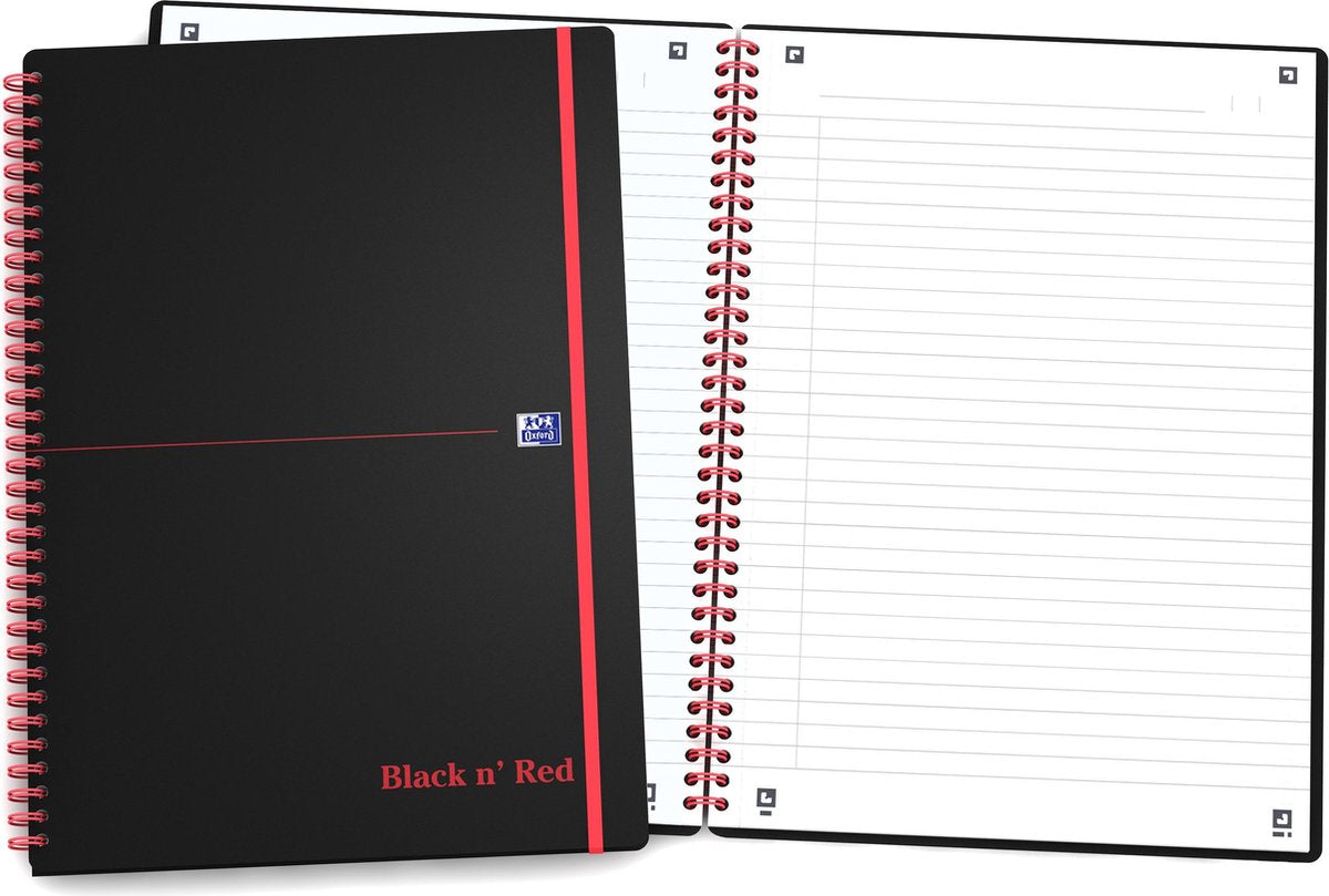 Oxford Black n' Red – Notizbuch – A5 – liniert – 90 g – Softcover – Schwarz
