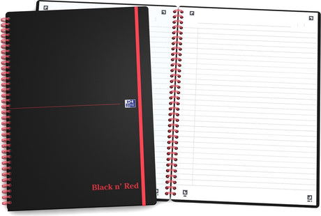 Oxford Black n' Red – Notizbuch – A5 – liniert – 90 g – Softcover – Schwarz