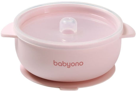 Babyono Baby Ono rosa Silikonnapf mit Saugnapfdeckel