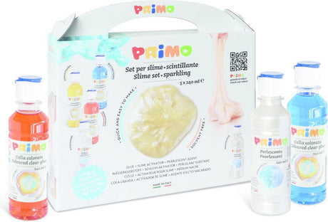 Primo - set slijm met 3 gekleurde lijm, 1 activator, 1 parel