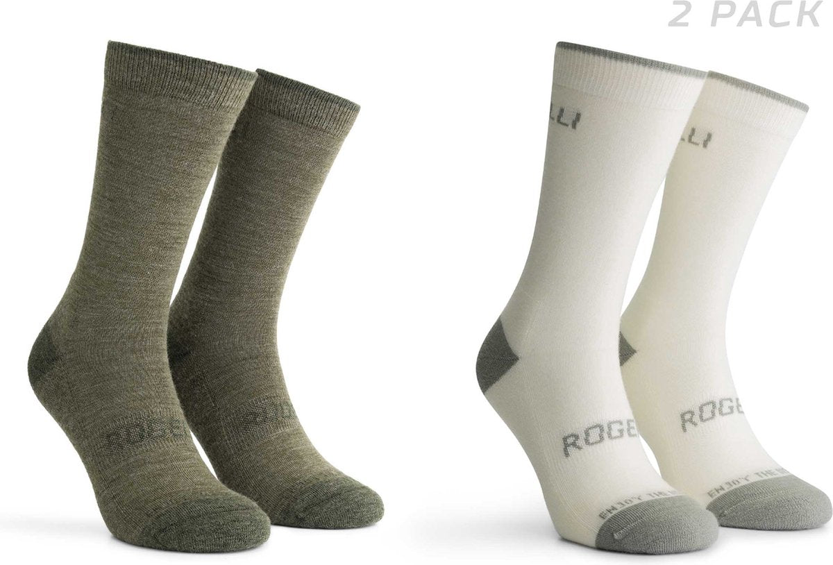 Rogelli merino wool fietssokken - 2-pack - groen taupe - 36 39