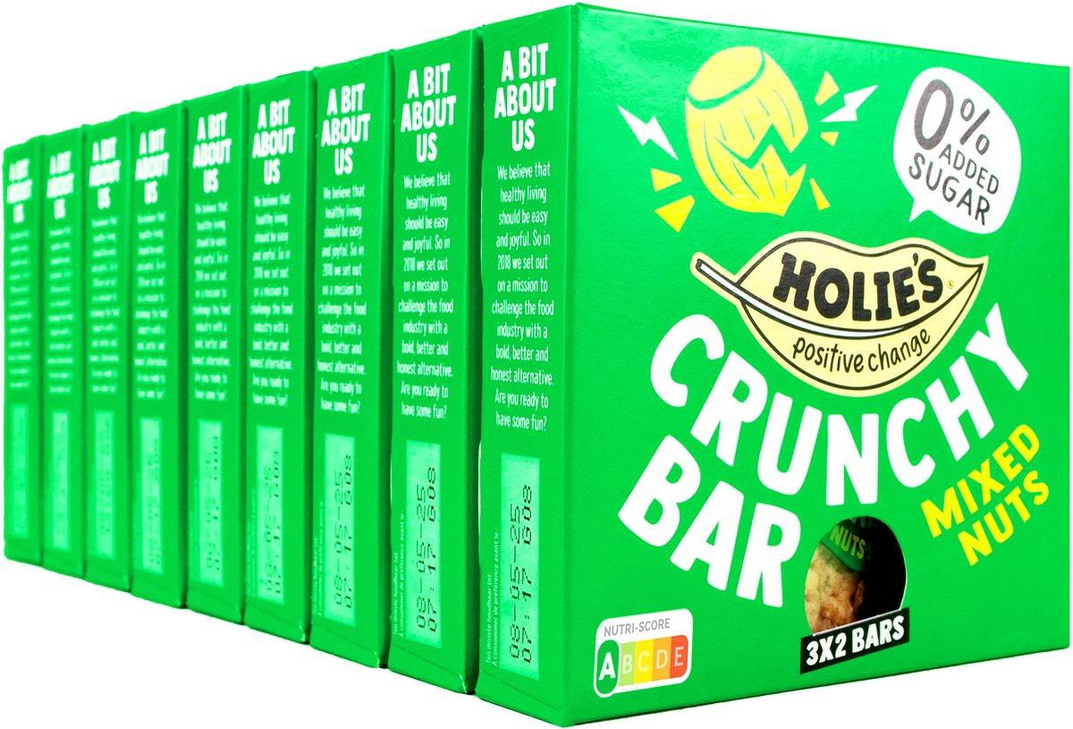 Holie's crunchy bar nuts seeds - suikervrij vegan repen - 9 pack