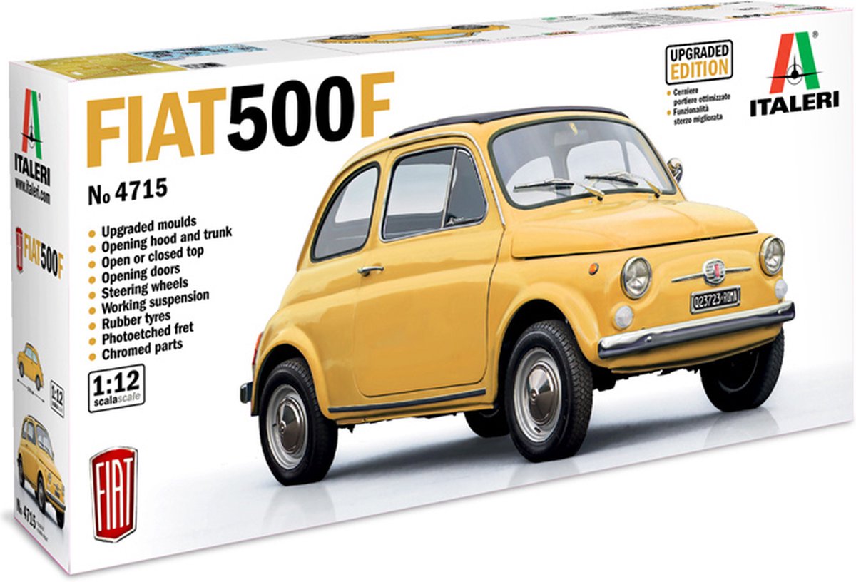 Italeri Modellbausatzauto – 4715 Fiat 500 F – Auto – Upgrade Edition aus Kunststoff – 1:12 – Modellbau