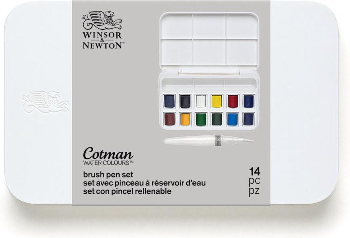 Winsor newton winsor newton 0390658 cotman aquarelset – water brush pocket set - 12 halve napjes inclusief waterbrush - voor op reis